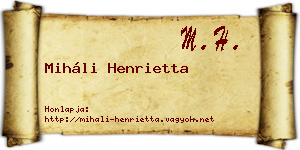 Miháli Henrietta névjegykártya